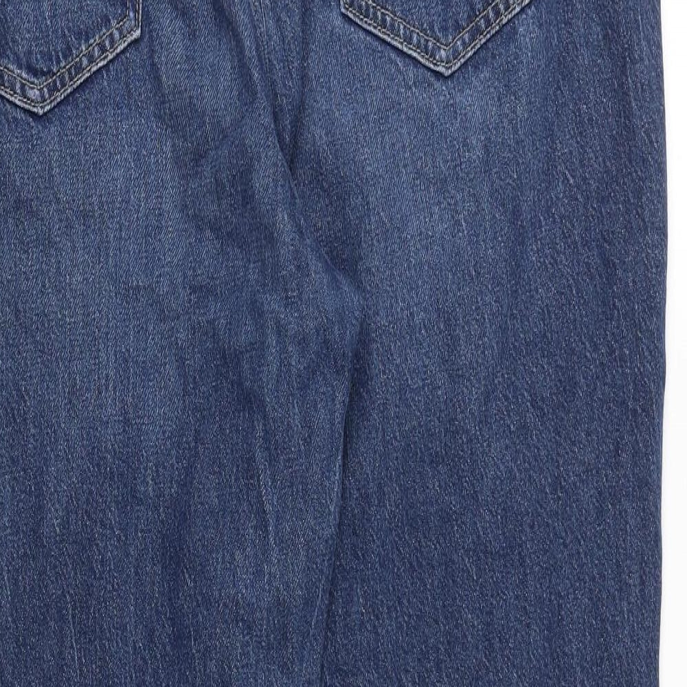 F&F Womens Blue Cotton Mom Jeans Size 16 Regular Zip