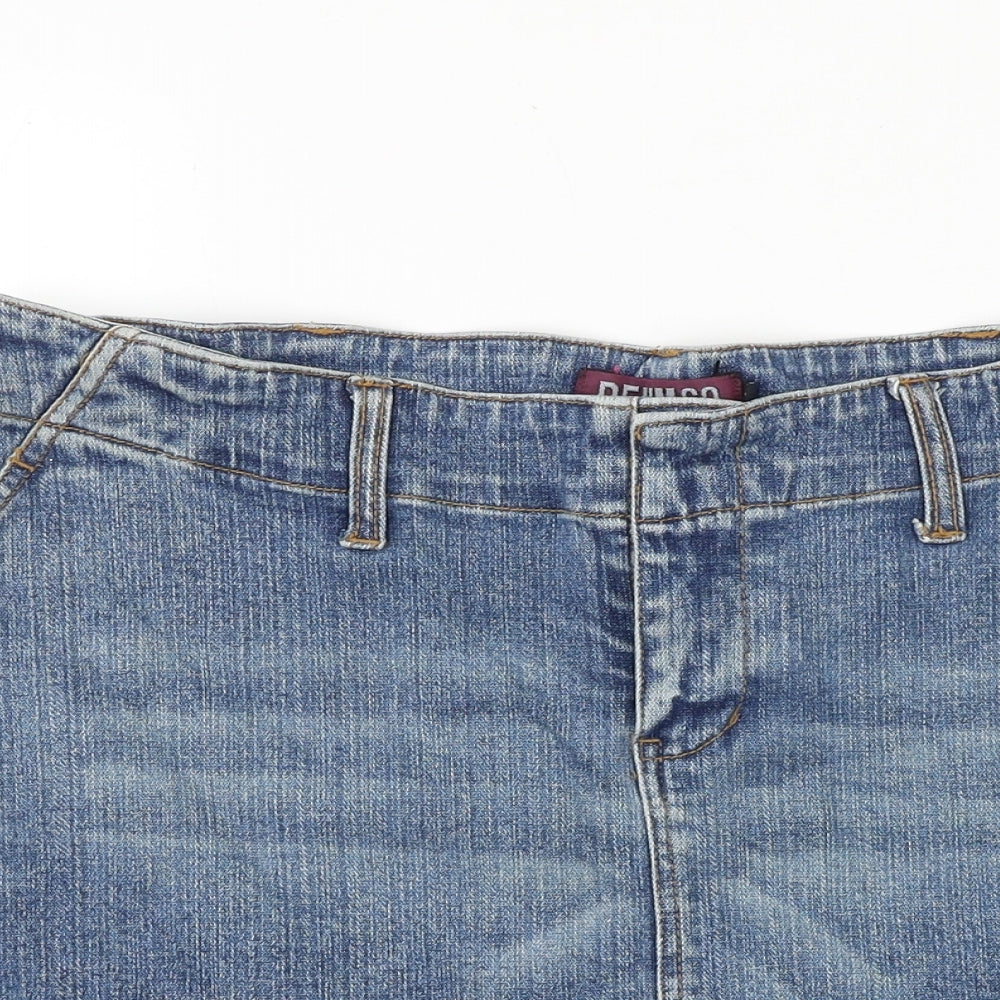 Denim & Co. Womens Blue Cotton Cargo Skirt Size 12 Drawstring