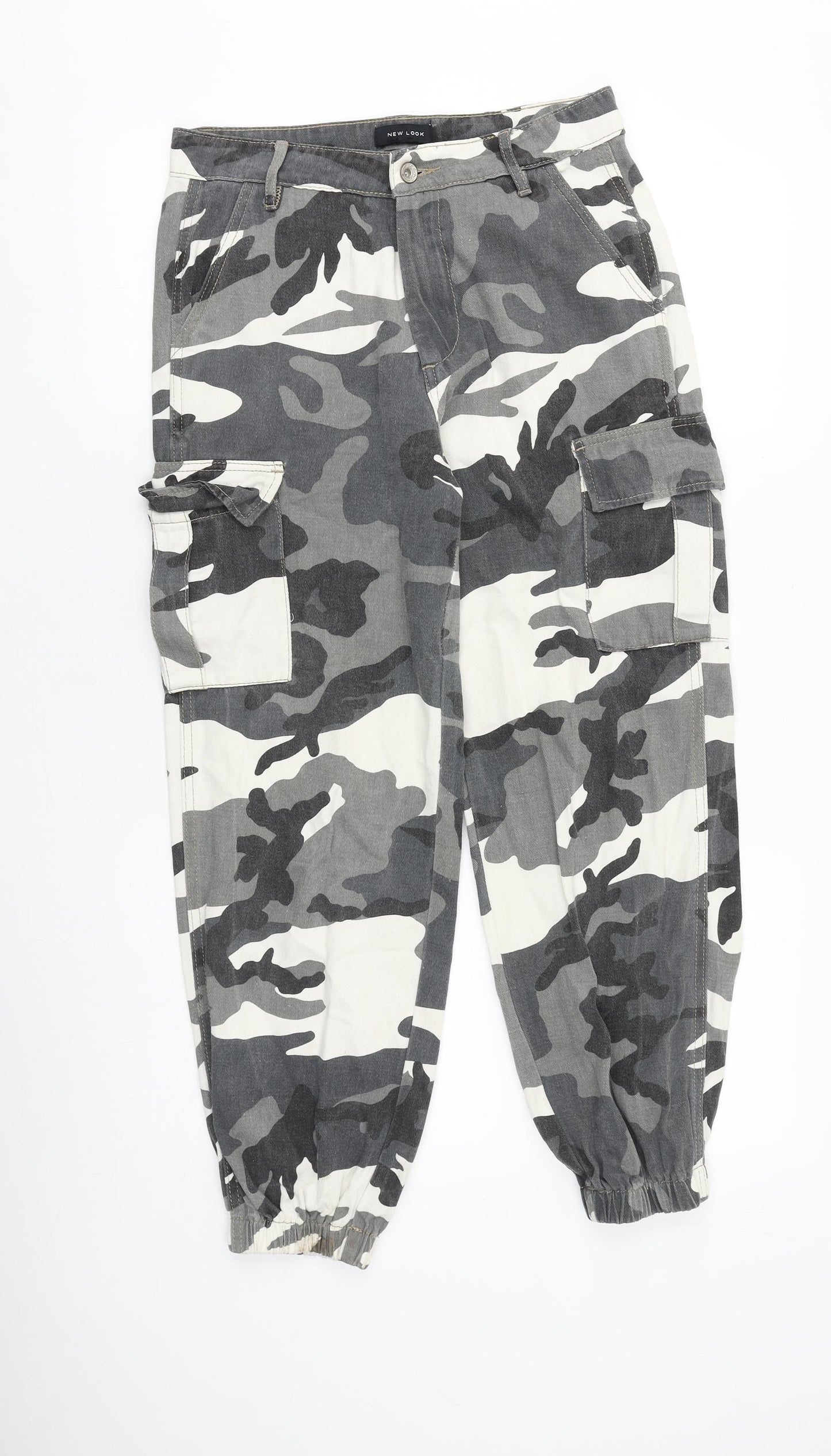 New Look Womens Multicoloured Camouflage Cotton Cargo Trousers Size 10 Regular Zip