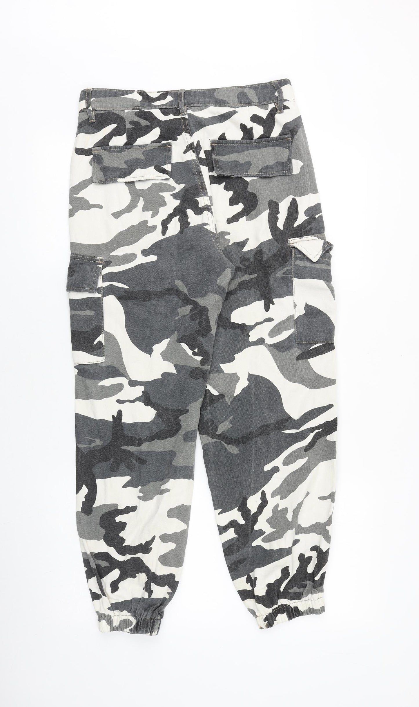 New Look Womens Multicoloured Camouflage Cotton Cargo Trousers Size 10 Regular Zip