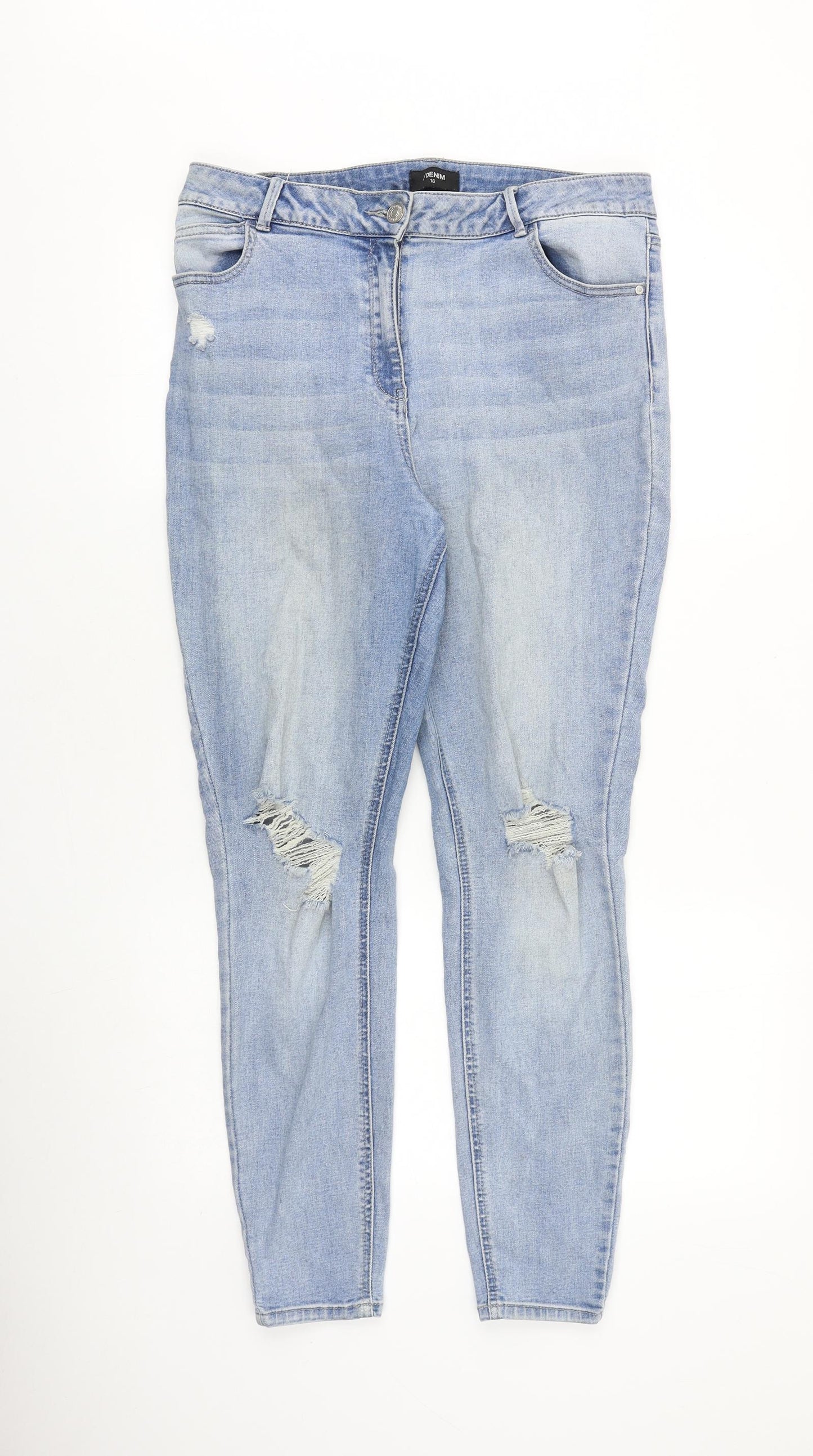Authentic Denim Womens Blue Cotton Skinny Jeans Size 16 Slim Zip