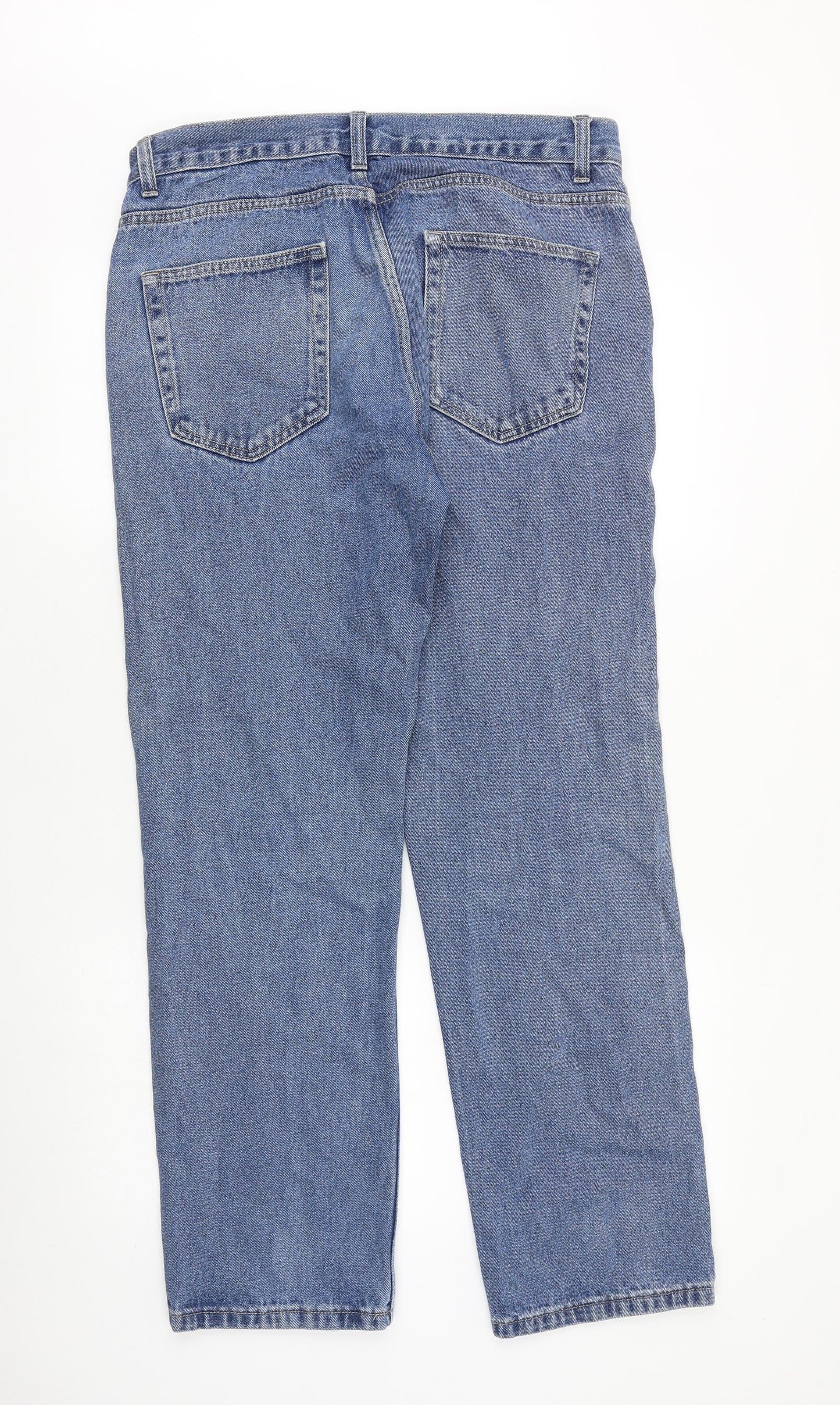 George Mens Blue Cotton Straight Jeans Size 34 in Regular Zip