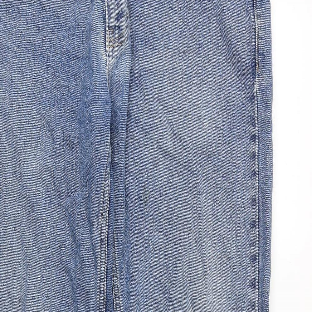 George Mens Blue Cotton Straight Jeans Size 34 in Regular Zip