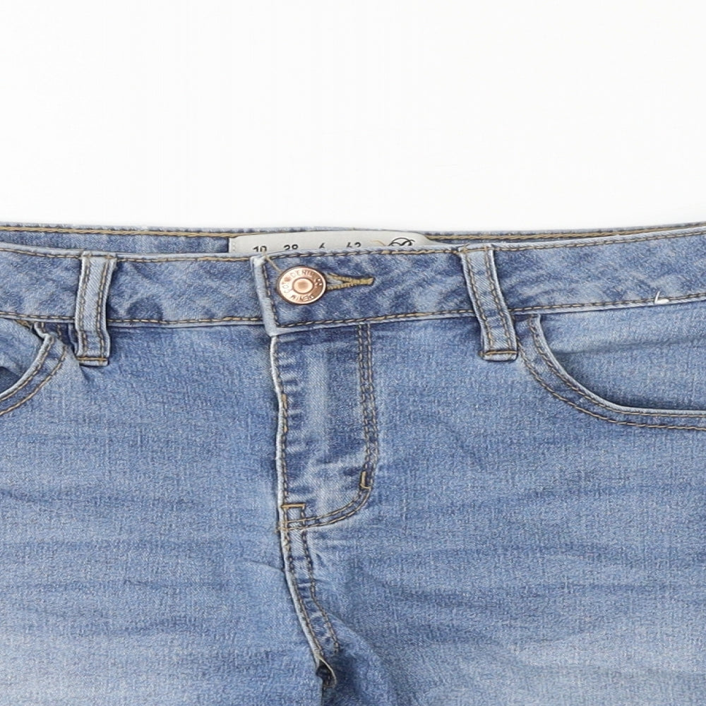 Denim & Co. Womens Blue Cotton Hot Pants Shorts Size 10 Regular Button