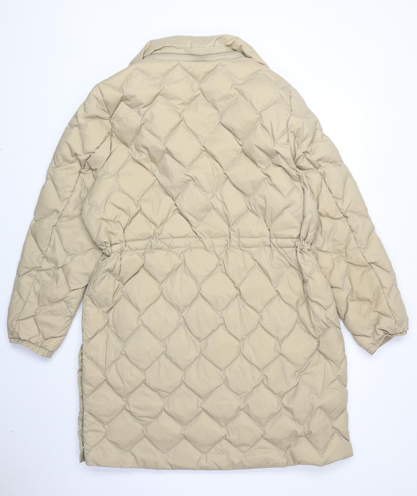 Marks and Spencer Womens Beige Quilted Coat Size 18 Zip