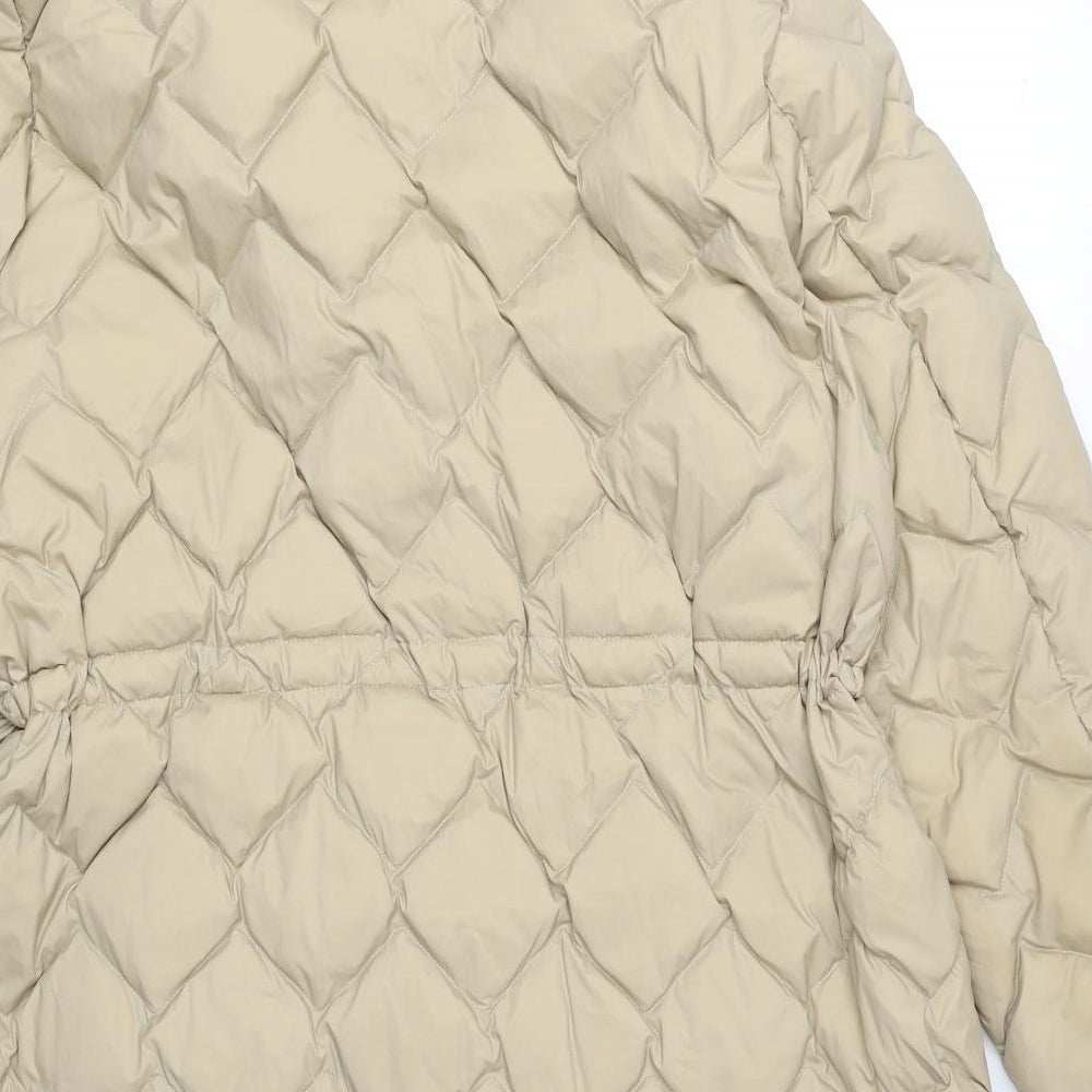 Marks and Spencer Womens Beige Quilted Coat Size 18 Zip
