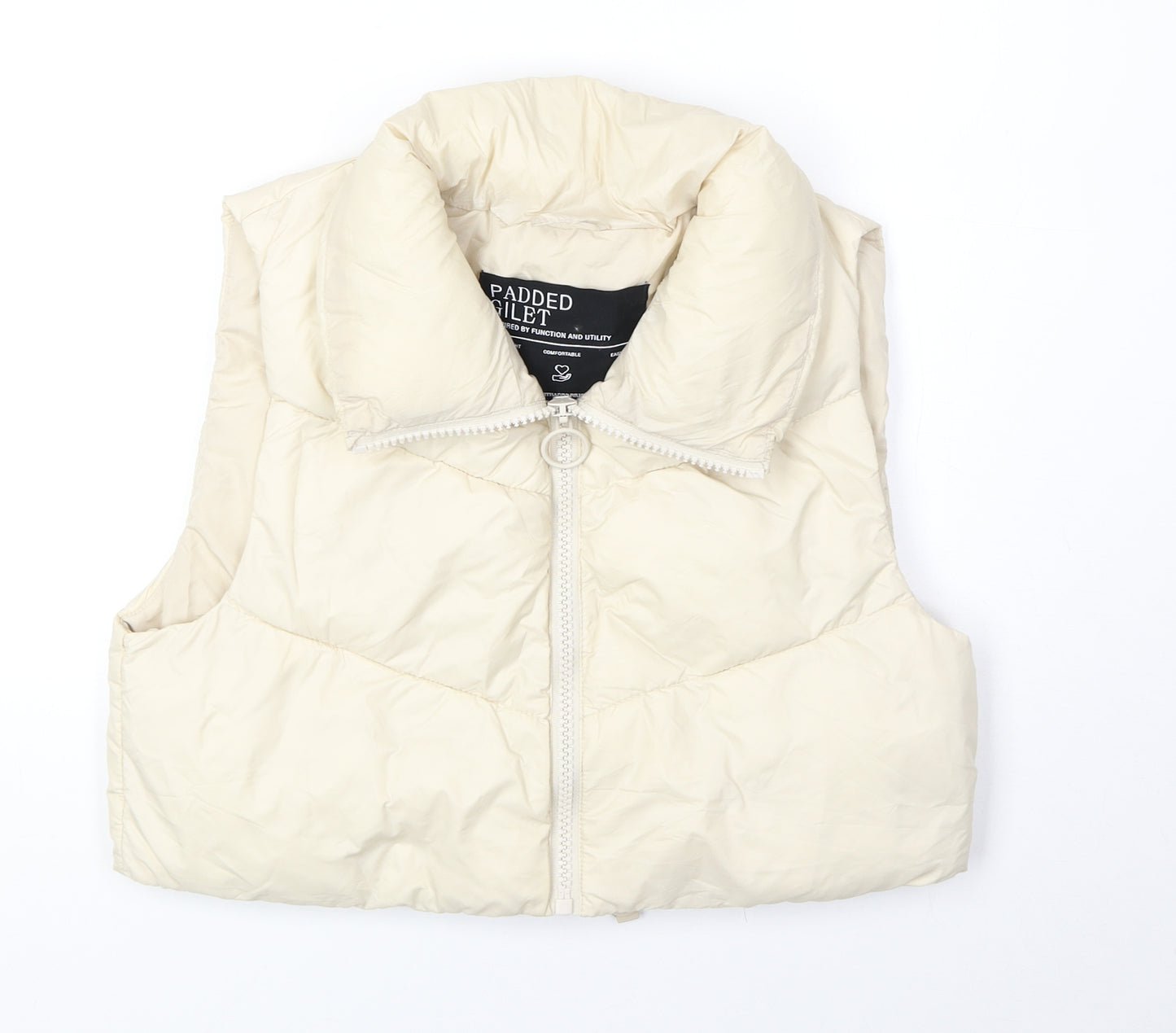 Stradivarius Womens Ivory Gilet Jacket Size XS Zip
