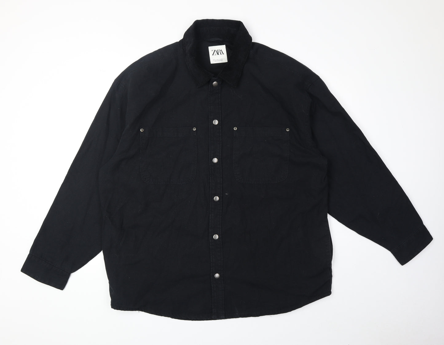 Zara Mens Black Jacket Size L Snap