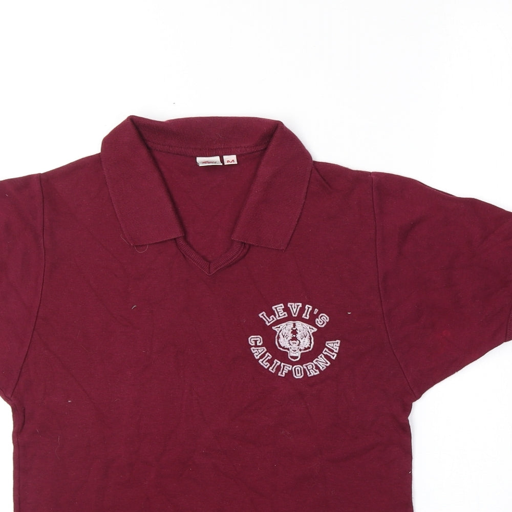 Levi's Womens Purple 100% Cotton Basic Polo Size M V-Neck