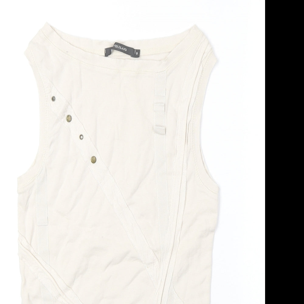 River Island Womens Beige 100% Cotton Basic Tank Size 8 Round Neck