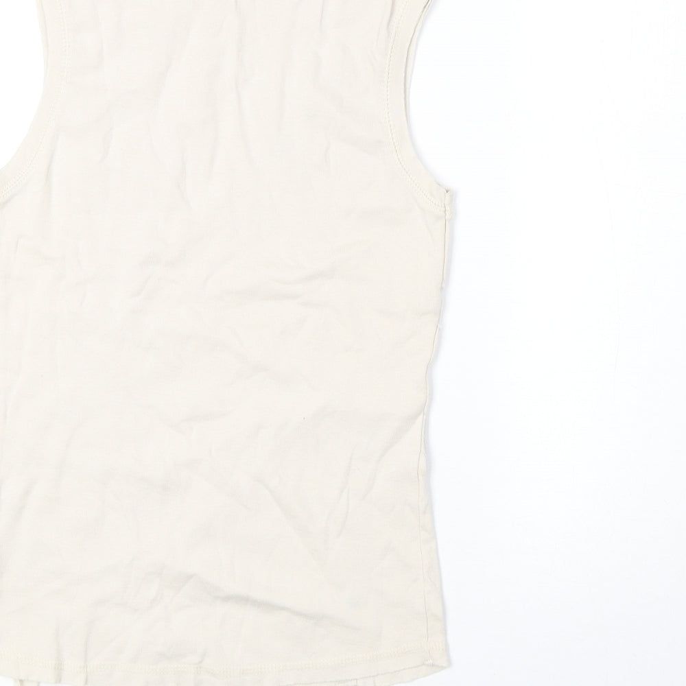 River Island Womens Beige 100% Cotton Basic Tank Size 8 Round Neck
