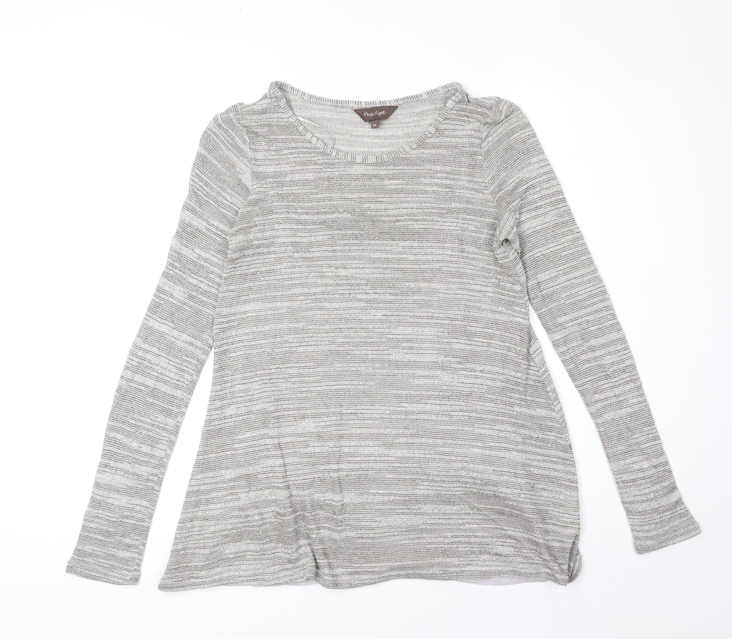 Phase Eight Womens Grey Striped Viscose Basic Blouse Size 10 Round Neck