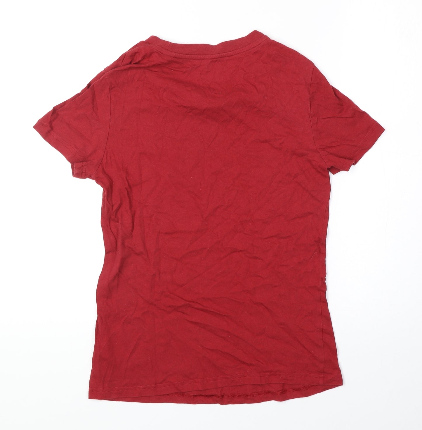 adidas Womens Red 100% Cotton Basic T-Shirt Size S Round Neck