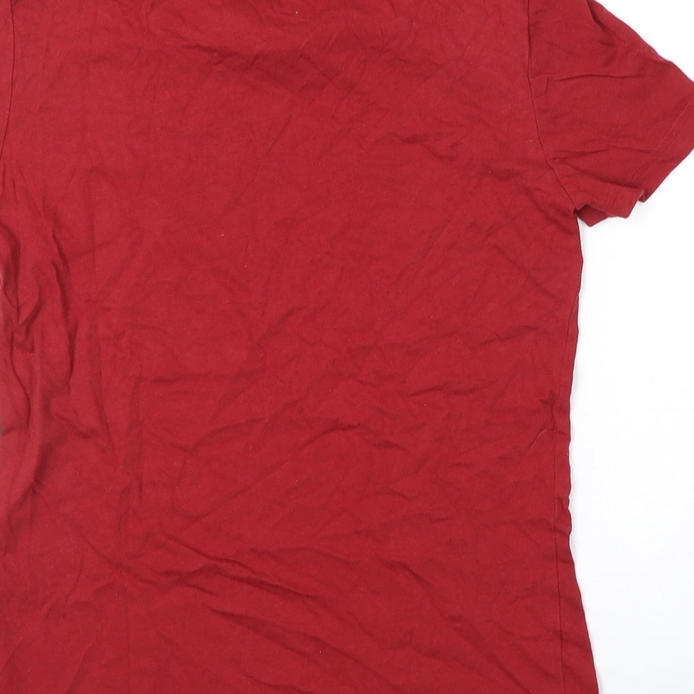 adidas Womens Red 100% Cotton Basic T-Shirt Size S Round Neck