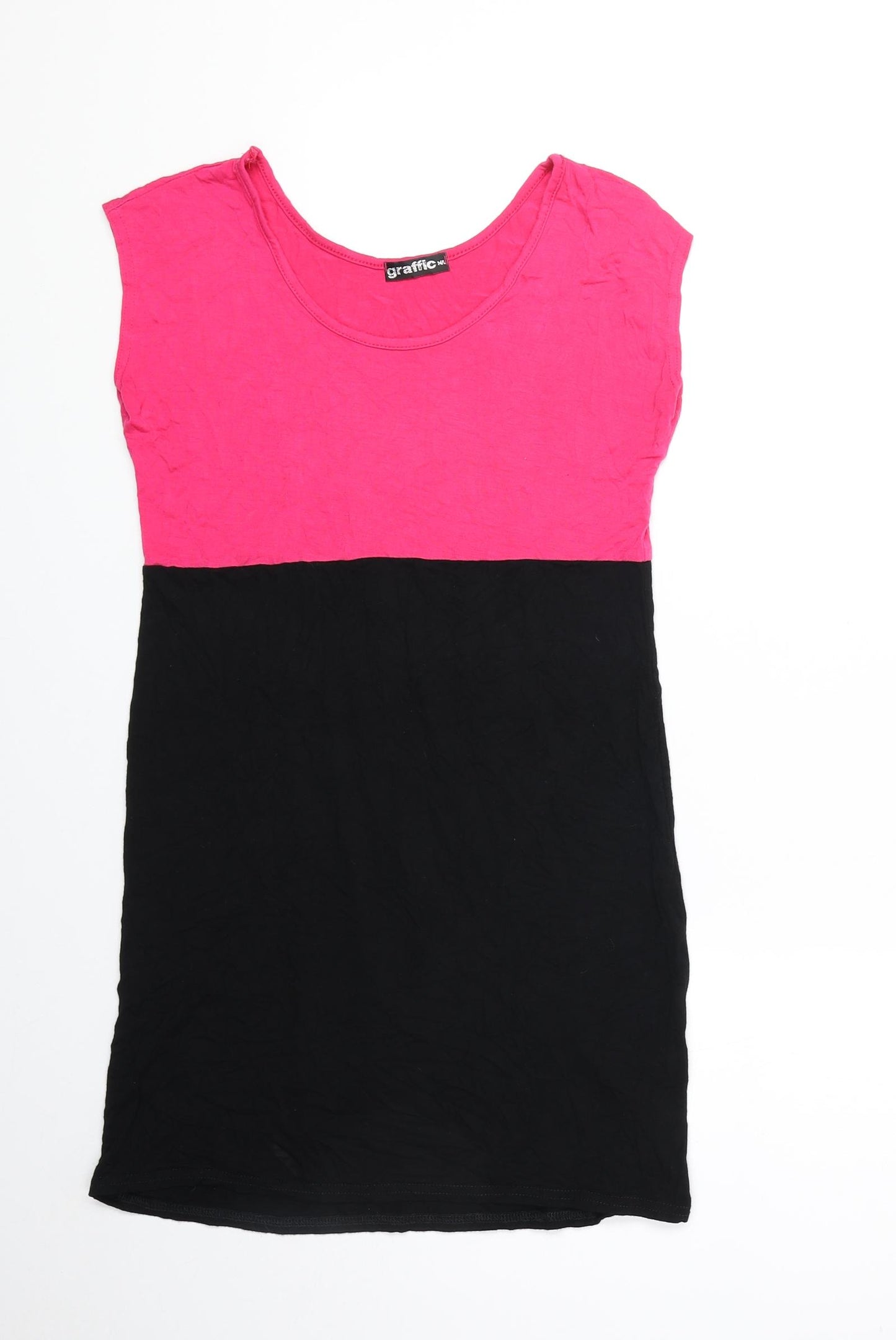 Graffic Womens Pink Viscose Tunic T-Shirt Size M Round Neck