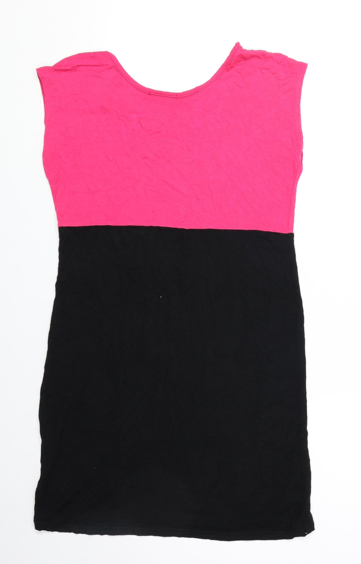 Graffic Womens Pink Viscose Tunic T-Shirt Size M Round Neck