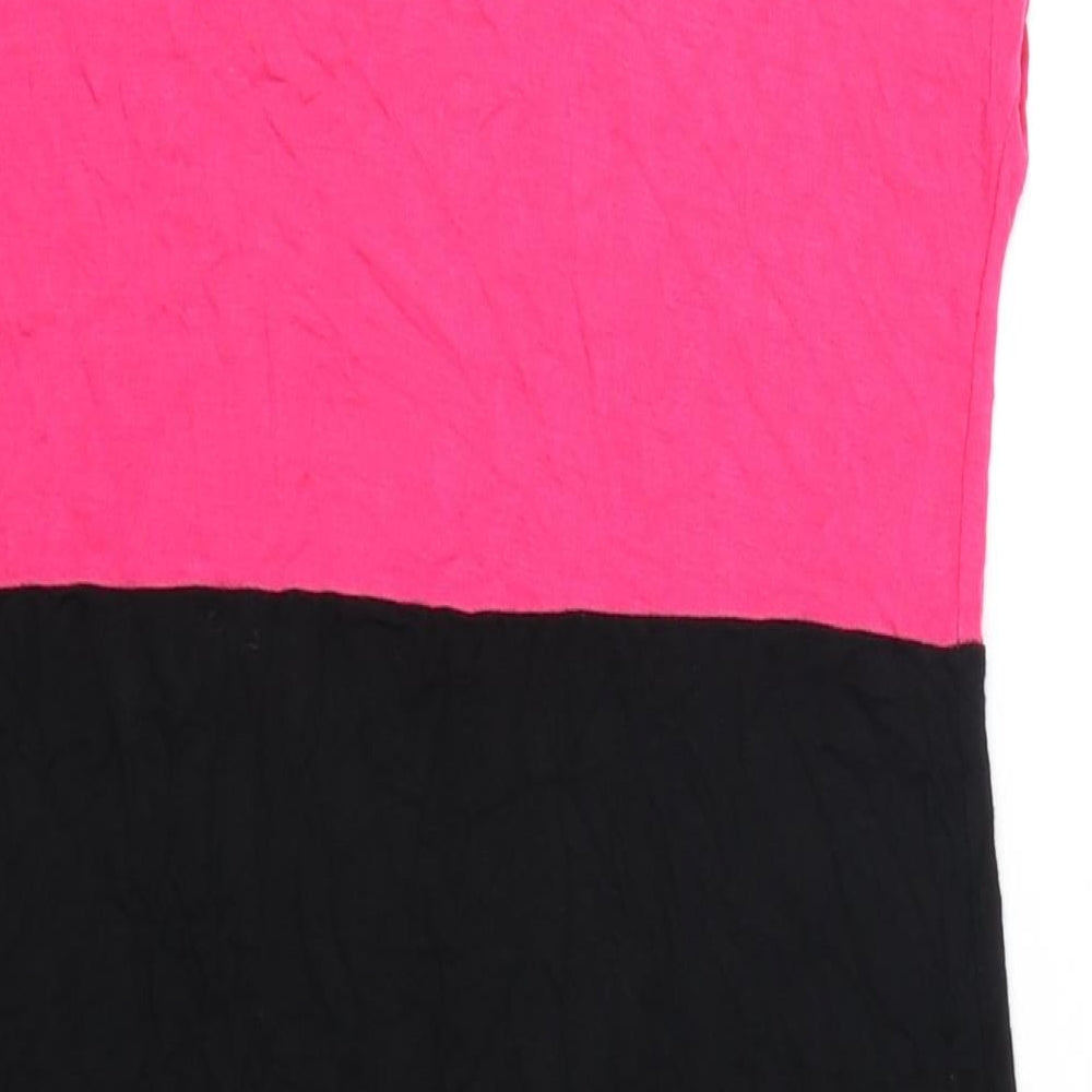 Graffic Womens Pink Viscose Tunic T-Shirt Size M Round Neck