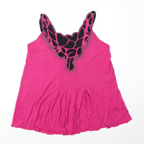 Marks and Spencer Womens Pink Viscose Basic Tank Size 14 V-Neck