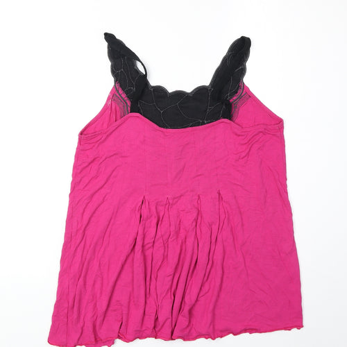 Marks and Spencer Womens Pink Viscose Basic Tank Size 14 V-Neck