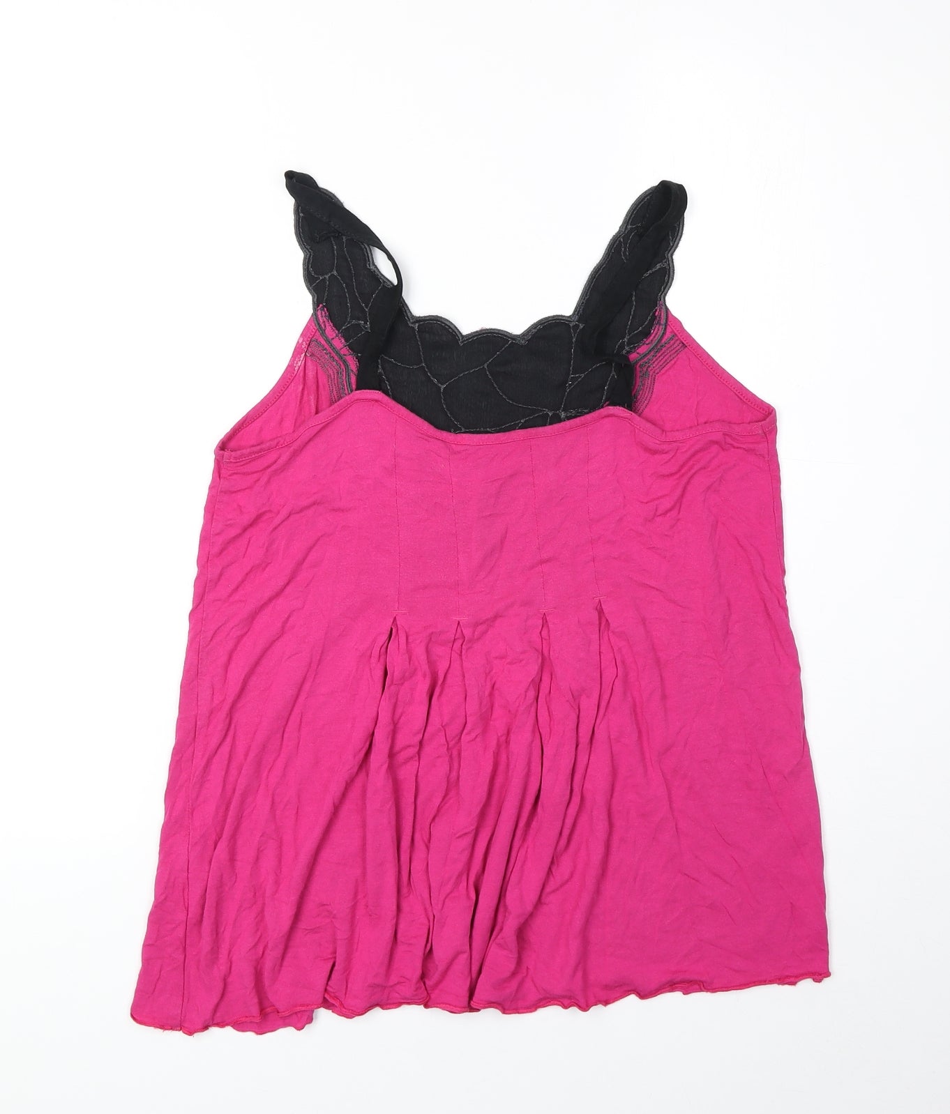 Marks and Spencer Womens Pink Viscose Basic Tank Size 14 V-Neck