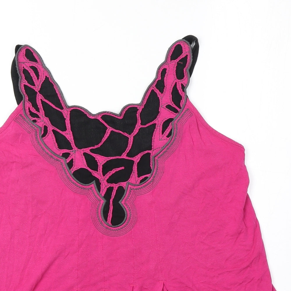 Marks and Spencer Womens Pink Viscose Basic Tank Size 14 V-Neck