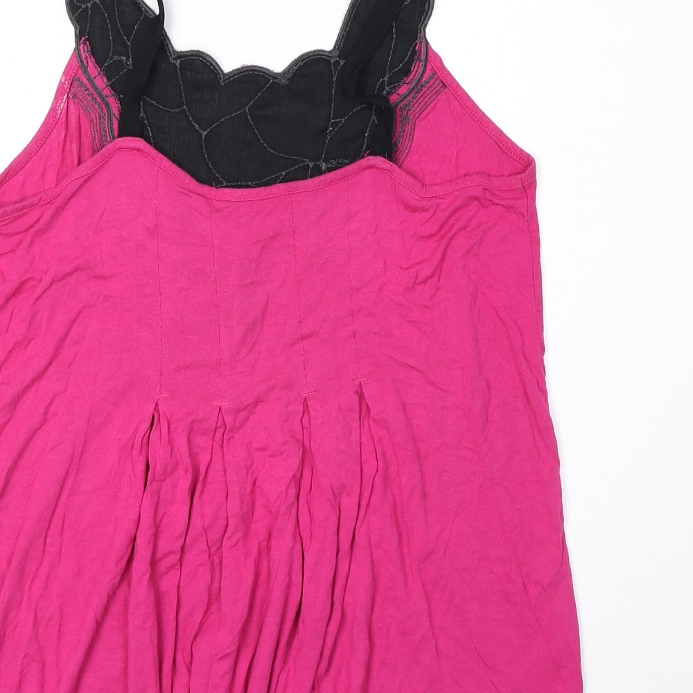Marks and Spencer Womens Pink Viscose Basic Tank Size 14 V-Neck