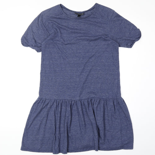 Topshop Womens Blue Polyester T-Shirt Dress Size 6 Round Neck Pullover