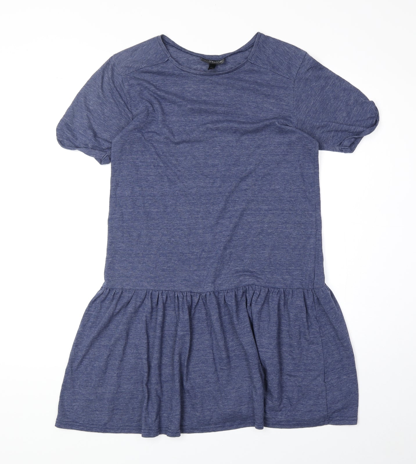 Topshop Womens Blue Polyester T-Shirt Dress Size 6 Round Neck Pullover