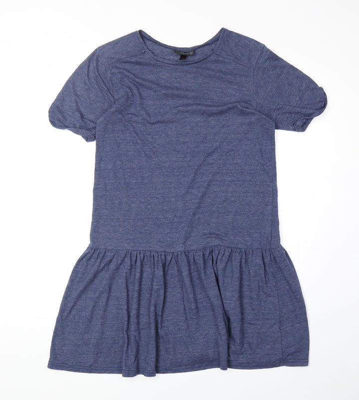Topshop Womens Blue Polyester T-Shirt Dress Size 6 Round Neck Pullover