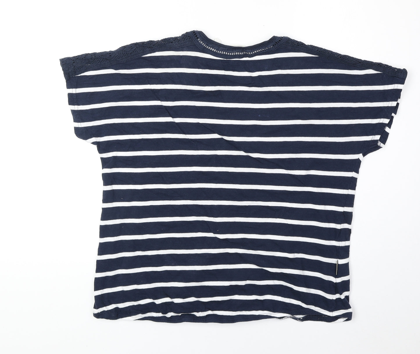 Tresspass Womens Blue Striped 100% Cotton Basic T-Shirt Size L Round Neck