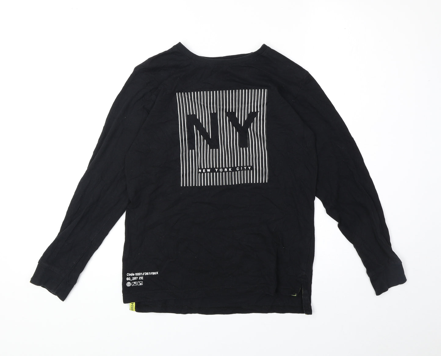 Primark Boys Black 100% Cotton Basic Casual Size 10-11 Years Round Neck Pullover - New York City