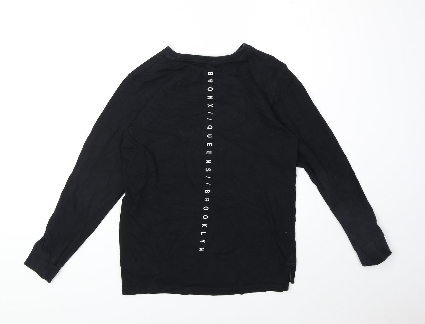 Primark Boys Black 100% Cotton Basic Casual Size 10-11 Years Round Neck Pullover - New York City