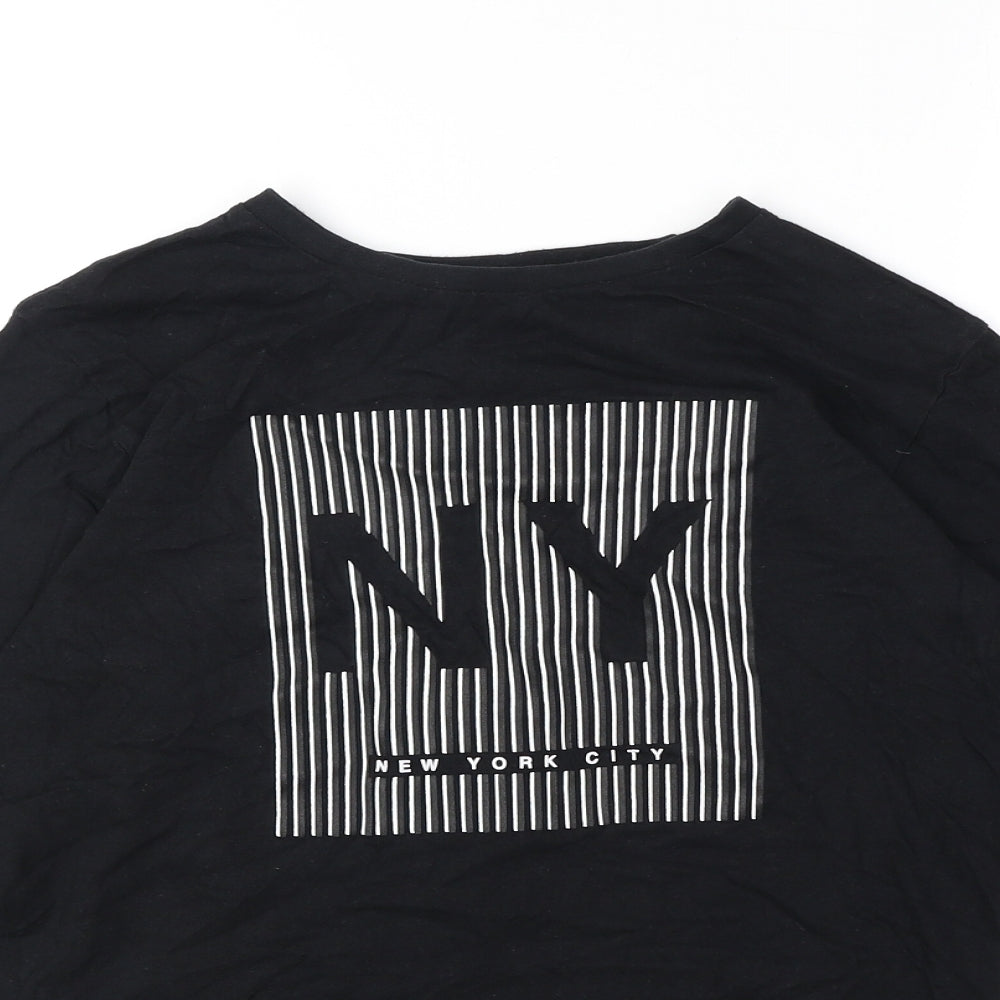 Primark Boys Black 100% Cotton Basic Casual Size 10-11 Years Round Neck Pullover - New York City
