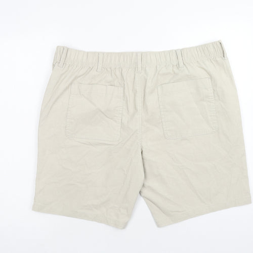 Marks and Spencer Mens Beige Cotton Chino Shorts Size 2XL Regular Zip