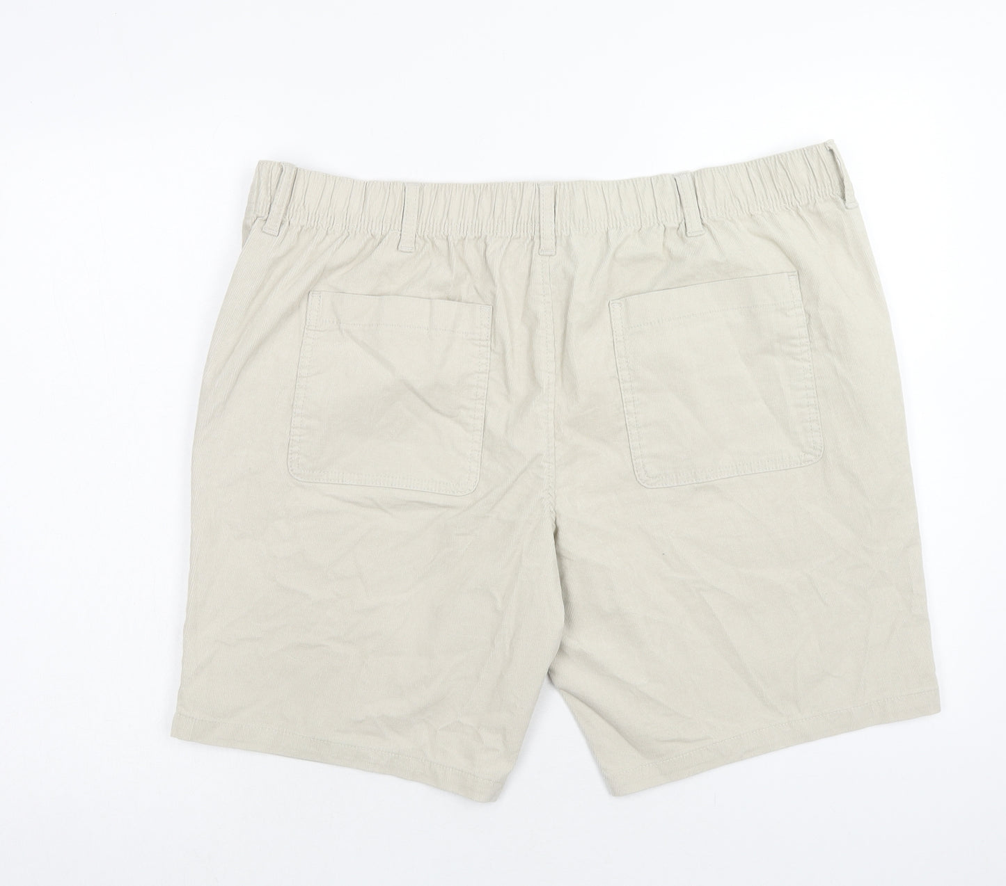 Marks and Spencer Mens Beige Cotton Chino Shorts Size 2XL Regular Zip