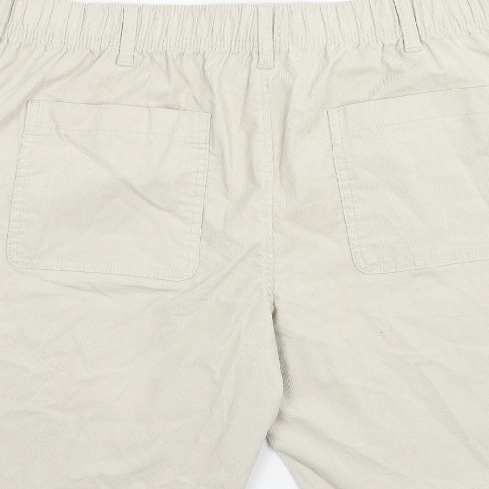 Marks and Spencer Mens Beige Cotton Chino Shorts Size 2XL Regular Zip