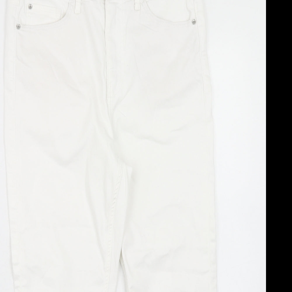 Marks and Spencer Womens White Cotton Skinny Jeans Size 12 Regular Zip