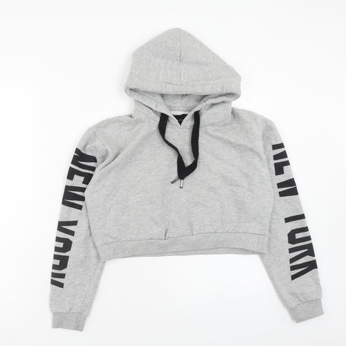PARISIAN SIGNATURE Womens Grey Cotton Pullover Hoodie Size 10 Pullover