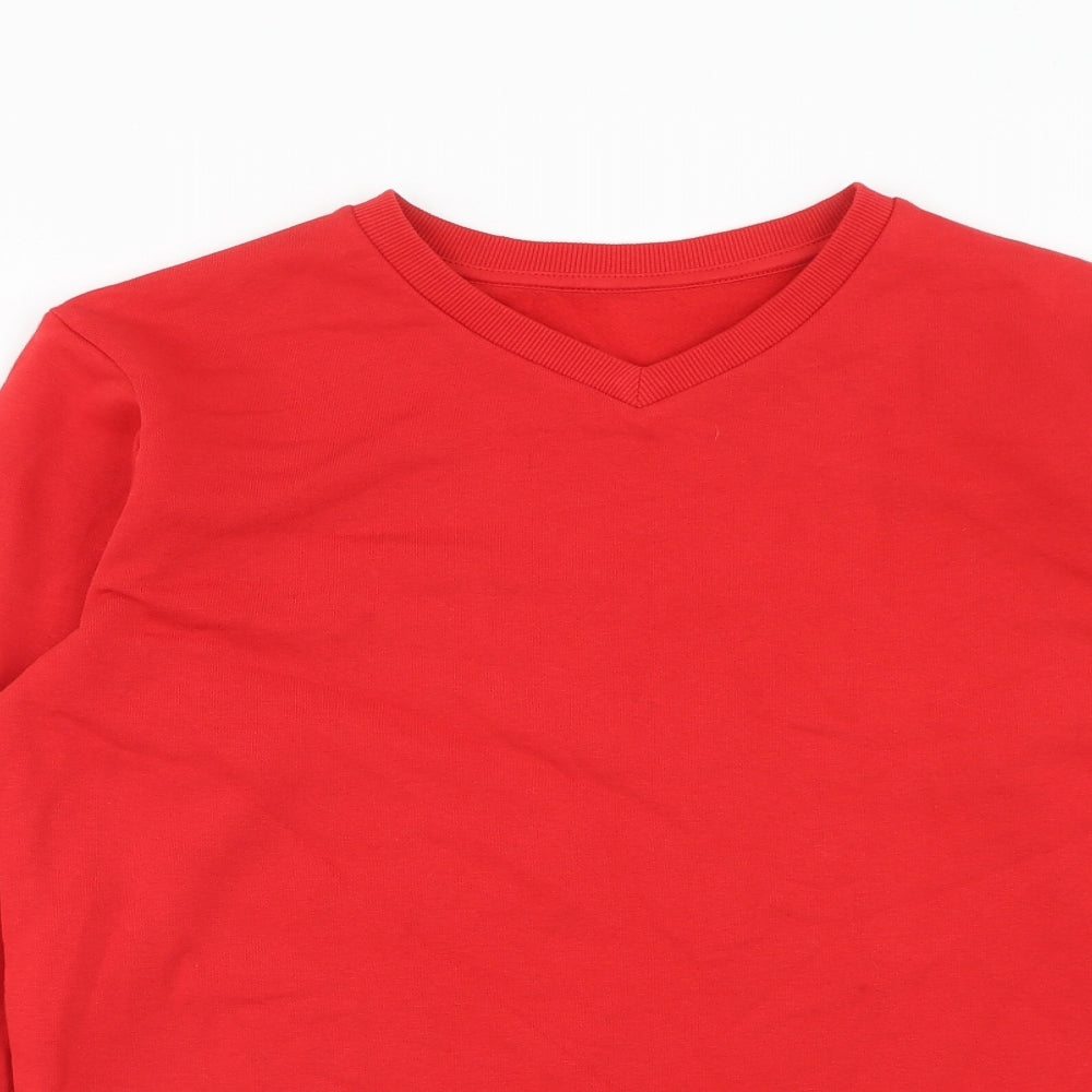 Marks and Spencer Boys Red Cotton Pullover Sweatshirt Size 14-15 Years Pullover