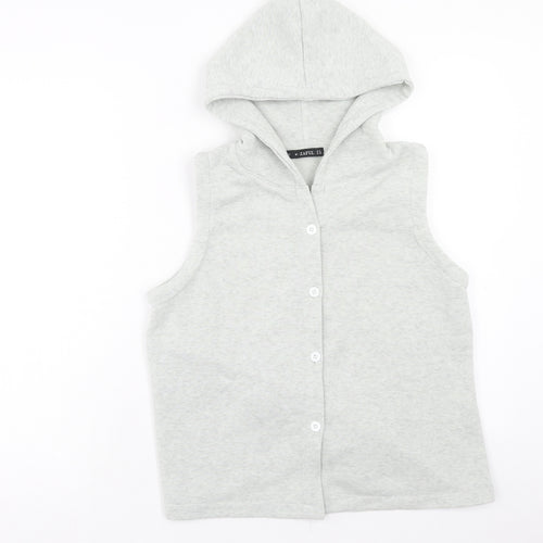 Zaful Womens Grey Polyester Pullover Hoodie Size 10 Button