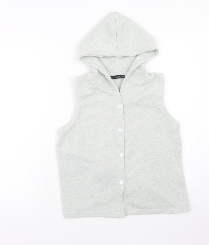 Zaful Womens Grey Polyester Pullover Hoodie Size 10 Button