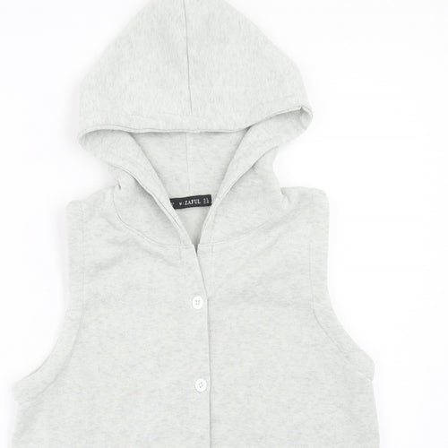 Zaful Womens Grey Polyester Pullover Hoodie Size 10 Button