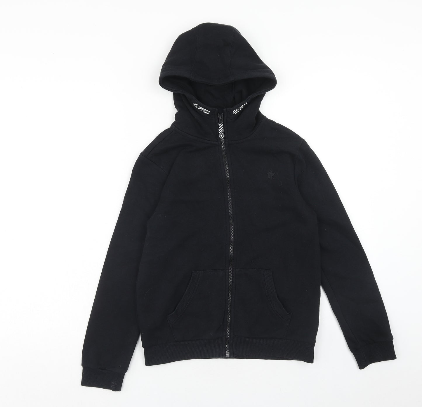 F&F Boys Black Cotton Full Zip Hoodie Size 11-12 Years Zip