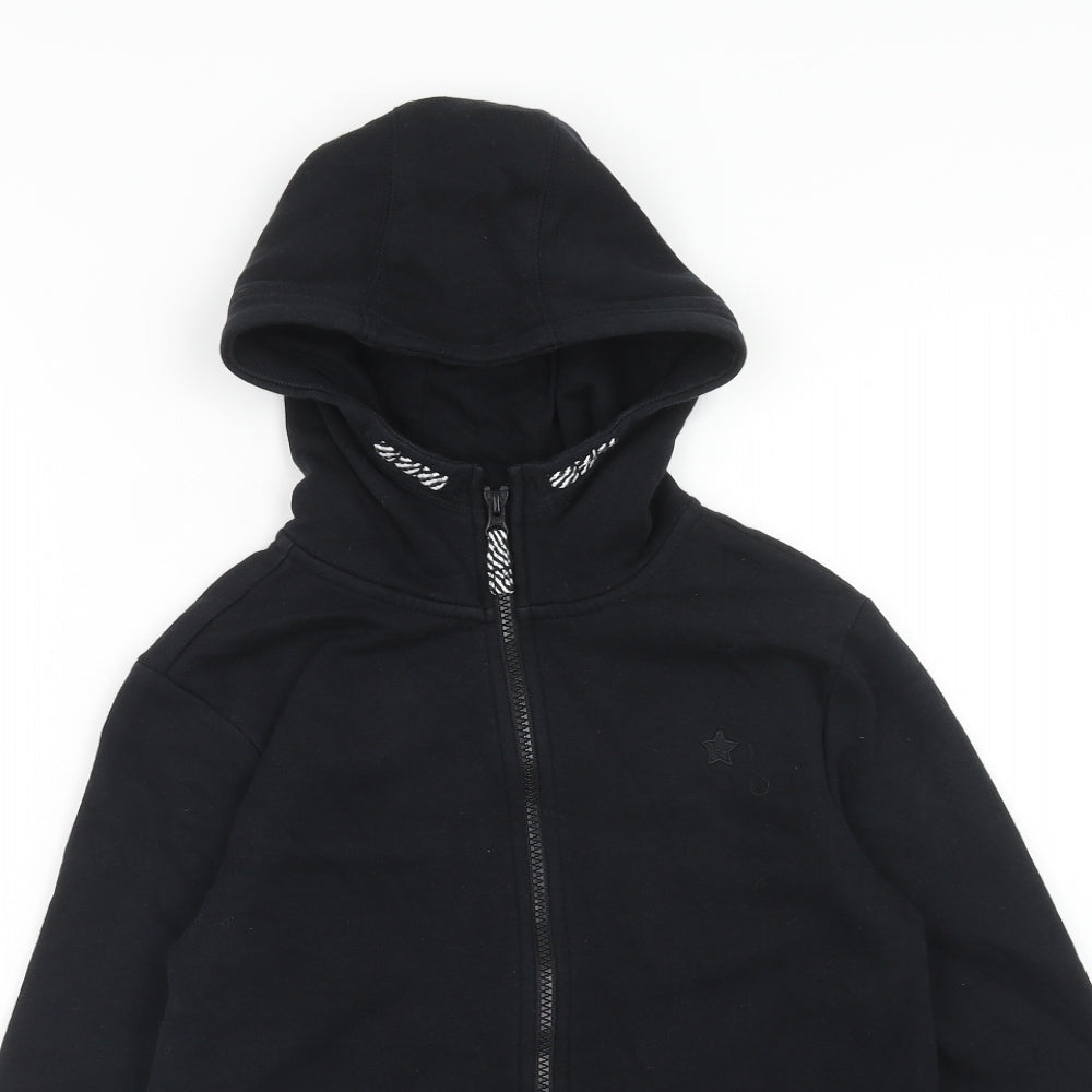 F&F Boys Black Cotton Full Zip Hoodie Size 11-12 Years Zip
