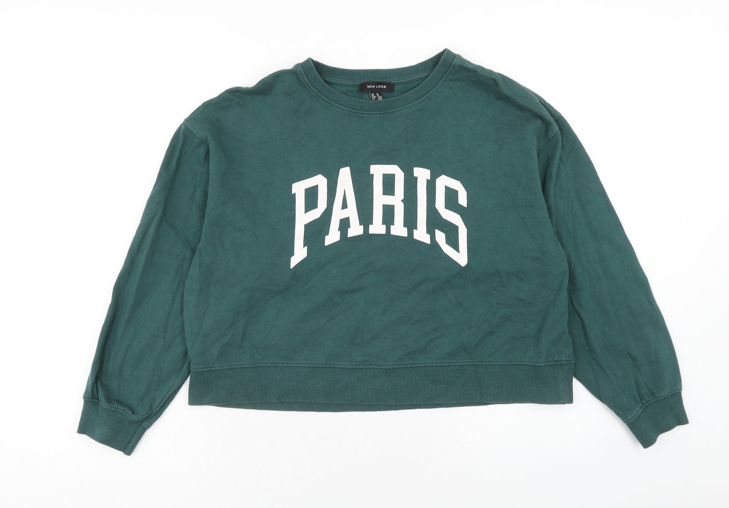 New Look Womens Green Cotton Pullover Sweatshirt Size M Pullover - Paris