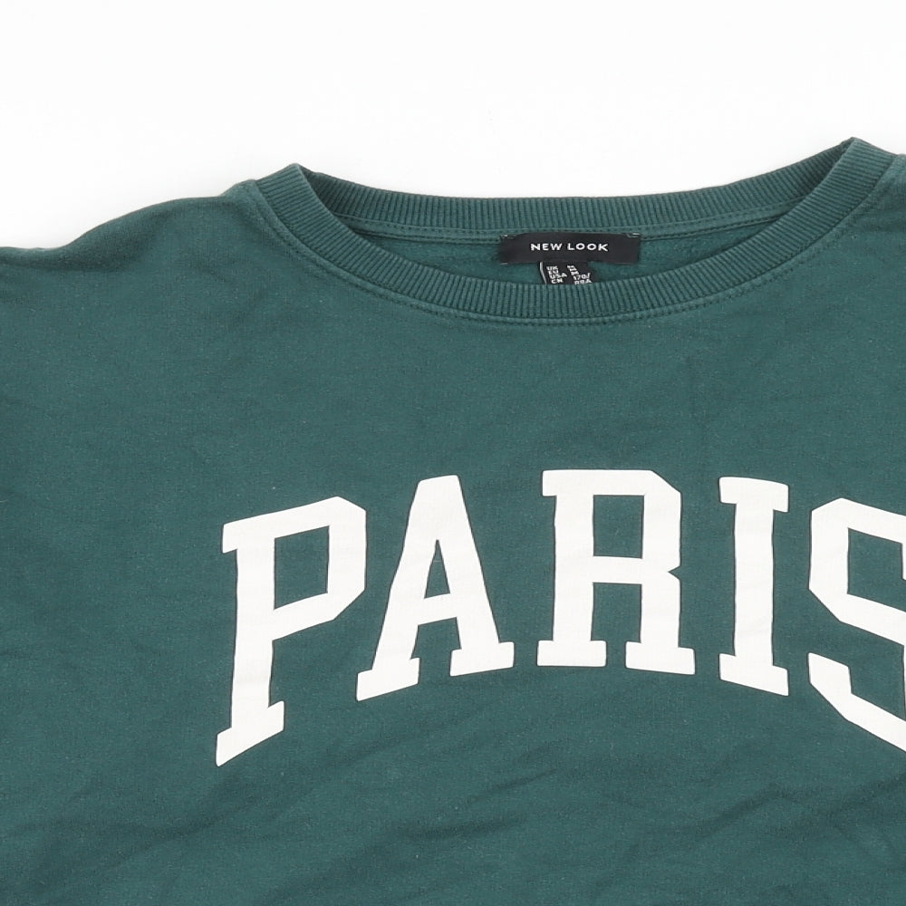 New Look Womens Green Cotton Pullover Sweatshirt Size M Pullover - Paris