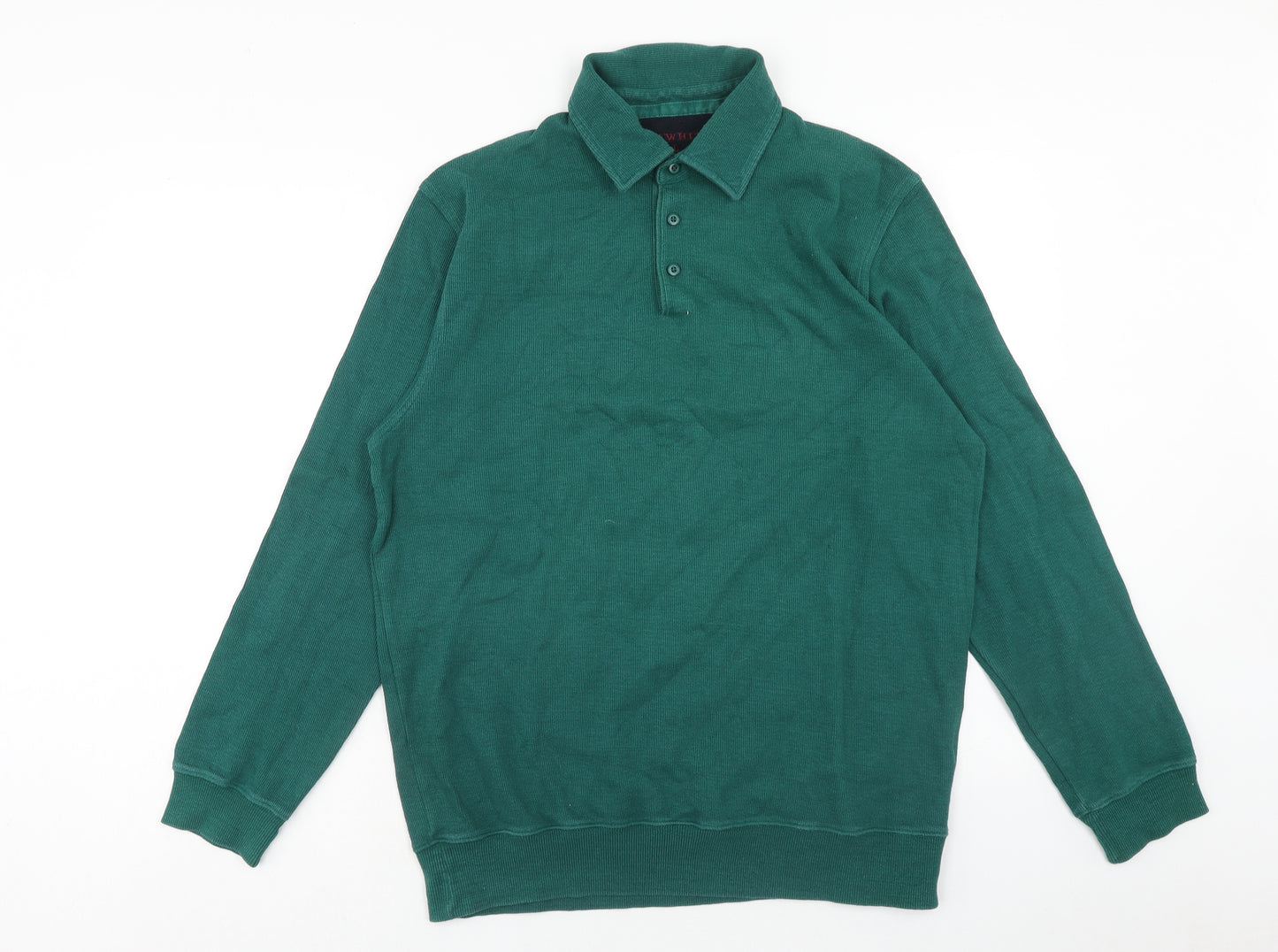 Charles Tyrwhitt Mens Green Cotton Polo Size L Collared Button