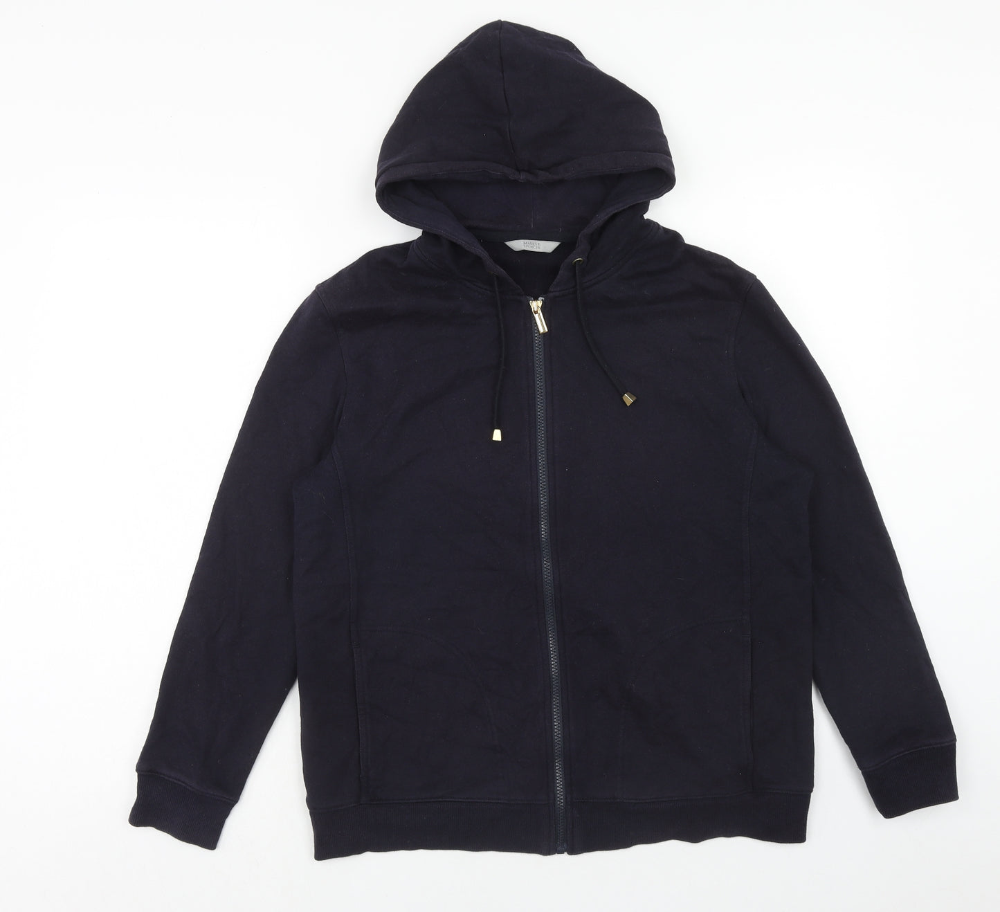 Marks and Spencer Womens Blue Cotton Full Zip Hoodie Size 16 Zip