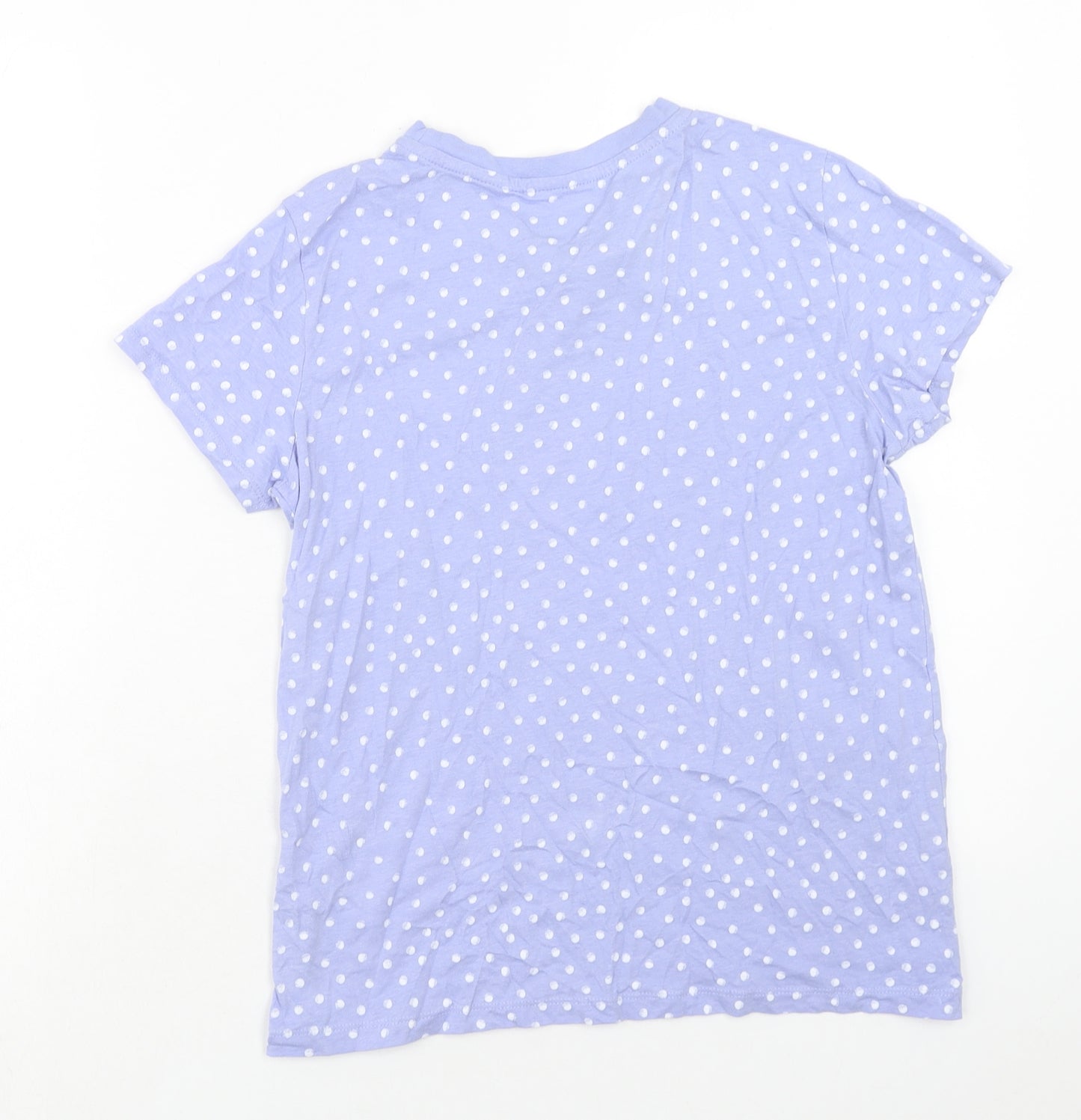 Primark Womens Purple Polka Dot Cotton Basic T-Shirt Size S Scoop Neck - Size 10-12