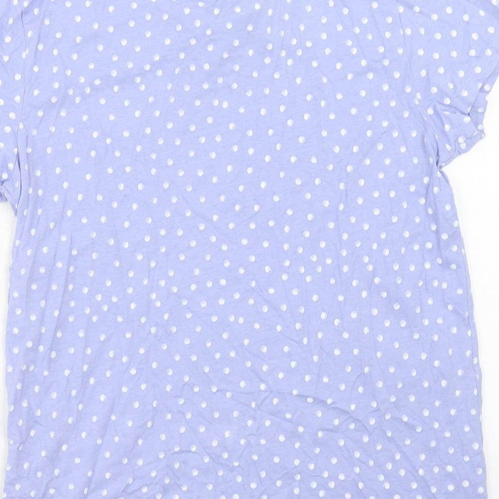 Primark Womens Purple Polka Dot Cotton Basic T-Shirt Size S Scoop Neck - Size 10-12